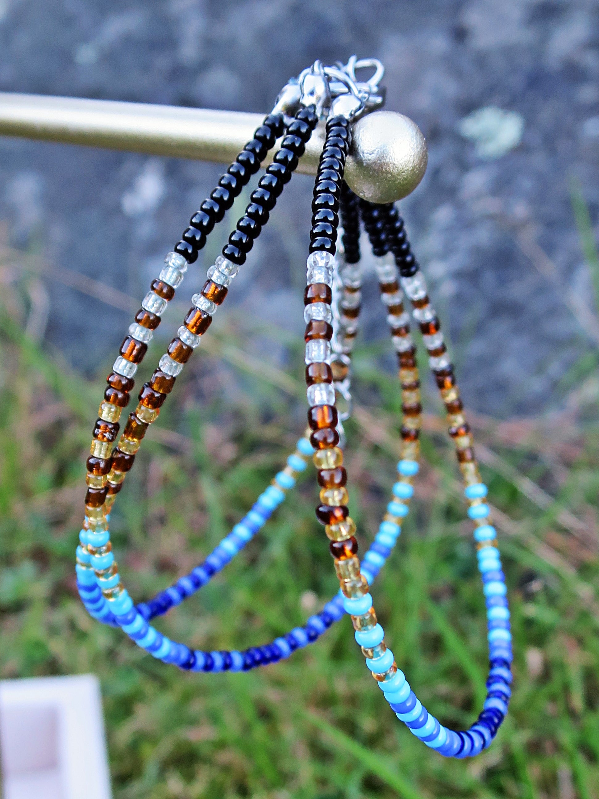 Mermaid - Armbånd i blå,turkis,gull og sort (påfugl)