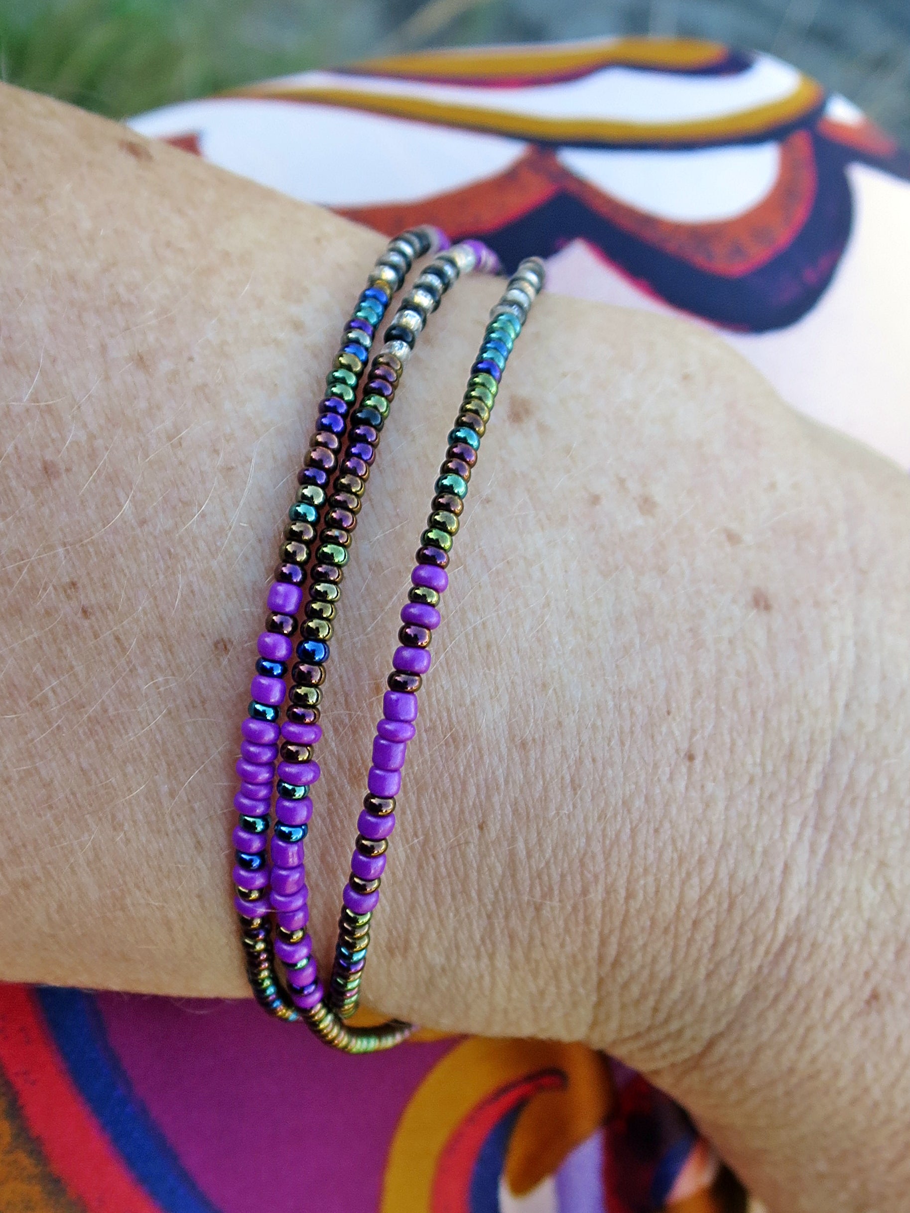 Mermaid - Armbånd i lilla, sølv og sort