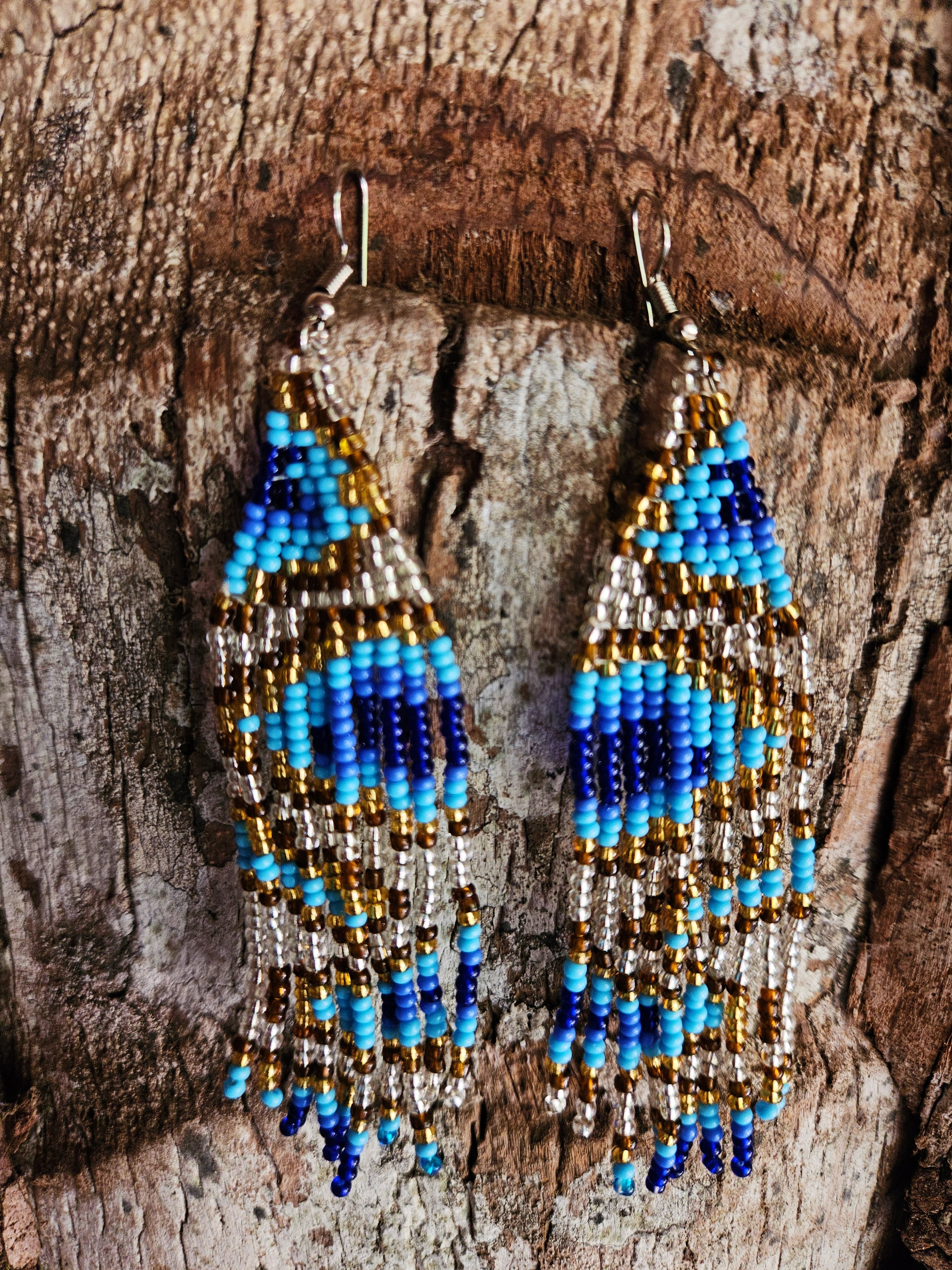 Mermaid Tails - Øreanheng i turkis, blå og gull (påfugl)