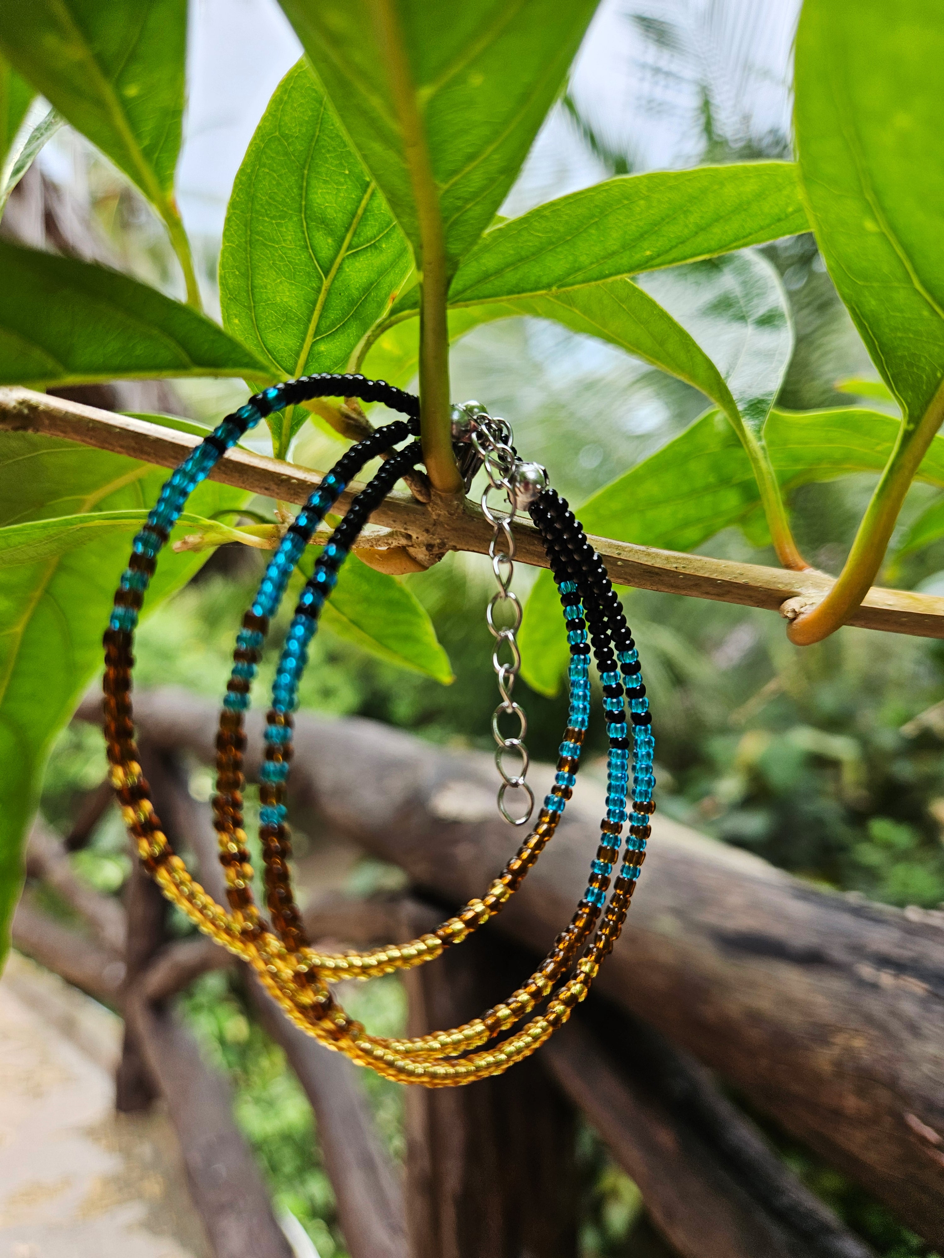 Mermaid - Armbånd i turkis, gull og sort