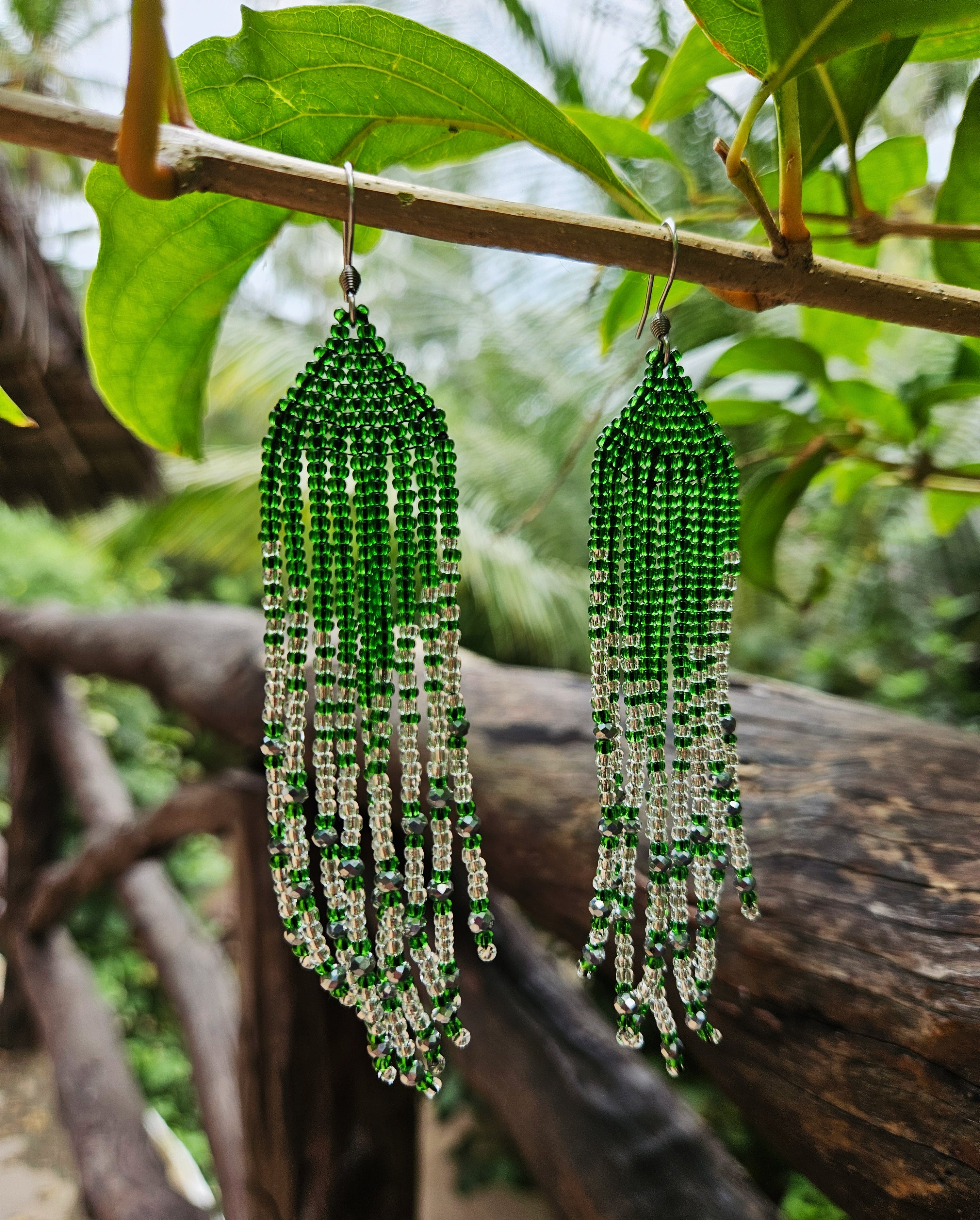 Mermaid Tails - Øreanheng i sølv og grønn