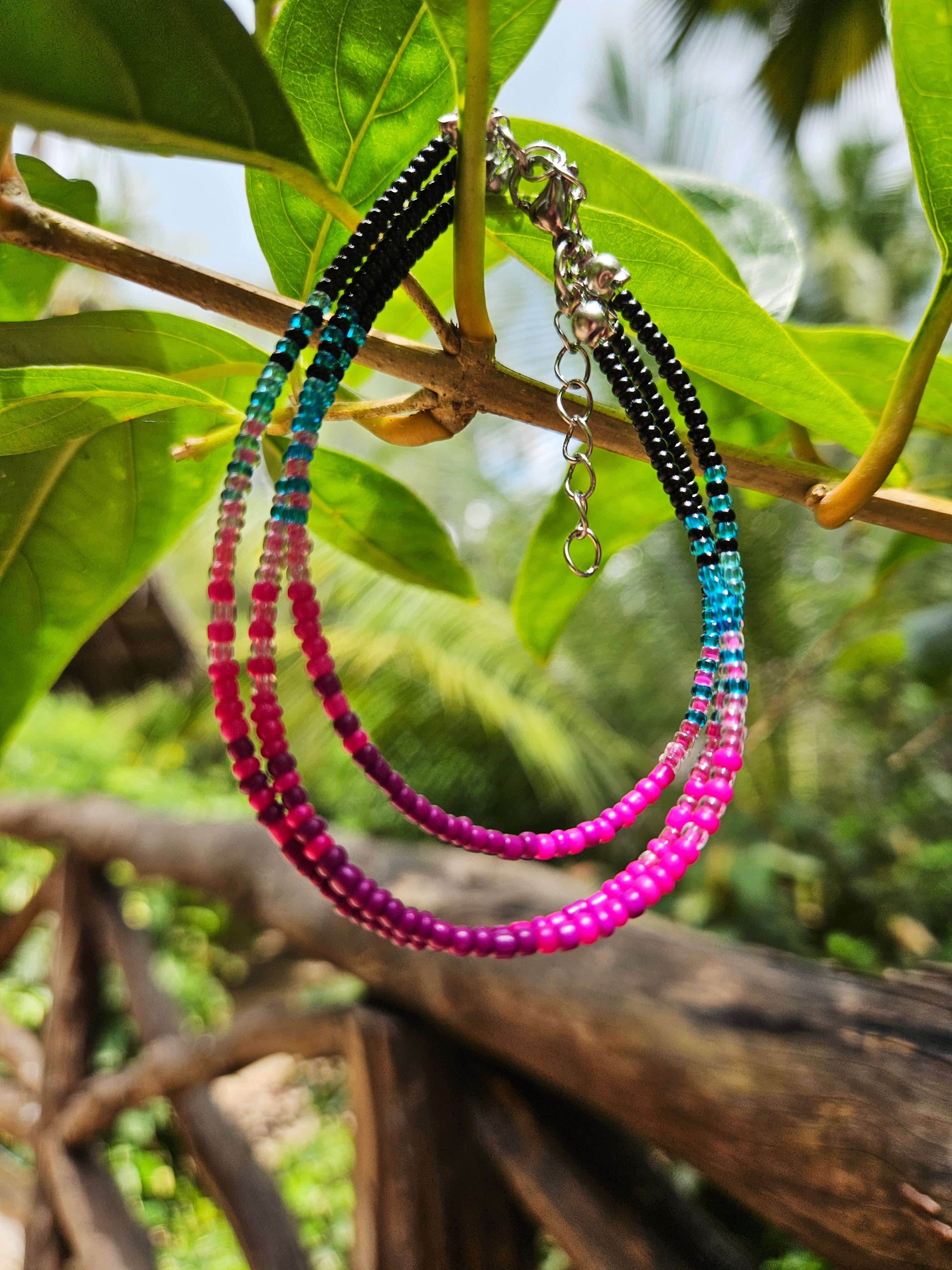 Mermaid - Armbånd i rosa, turkis og sort